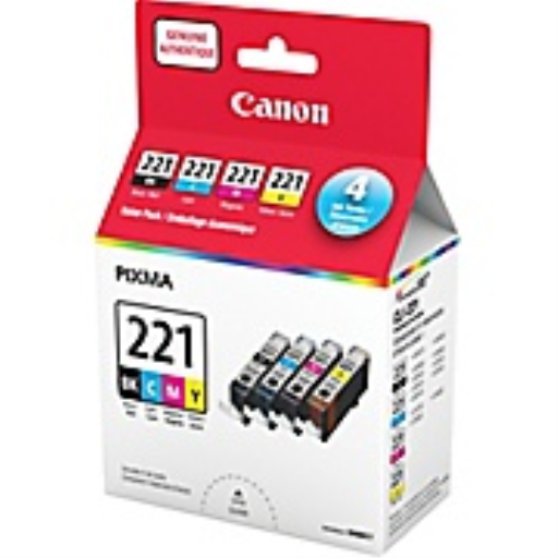 CLI221 Black, Cyan, Magenta & Yellow 4 Color Ink Pack SKU 2946B017