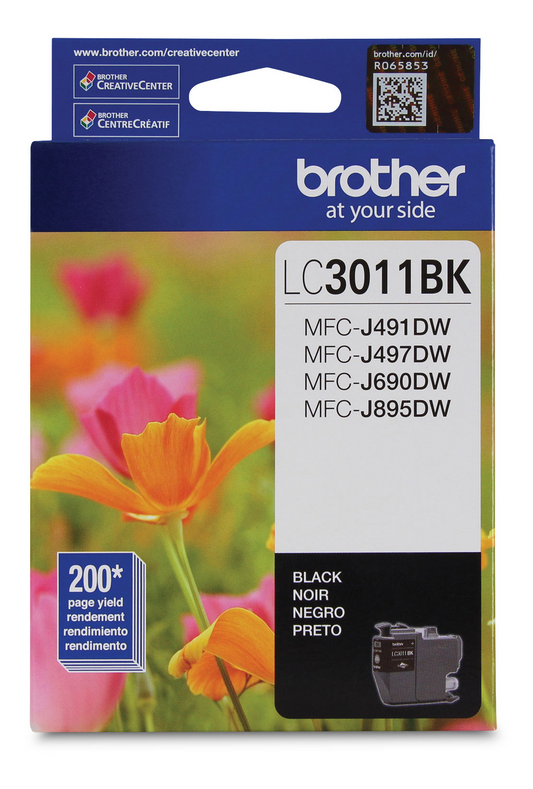 Brother LC3011BKS Black Ink Cartridge, Standard Yield