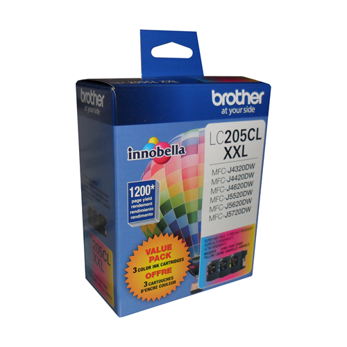 Brother LC2053PKS 3-Pack of Innobella  Colour Ink Cartridges (1 each of Cyan, Magenta, Yellow), Super High Yield (XXL Series)