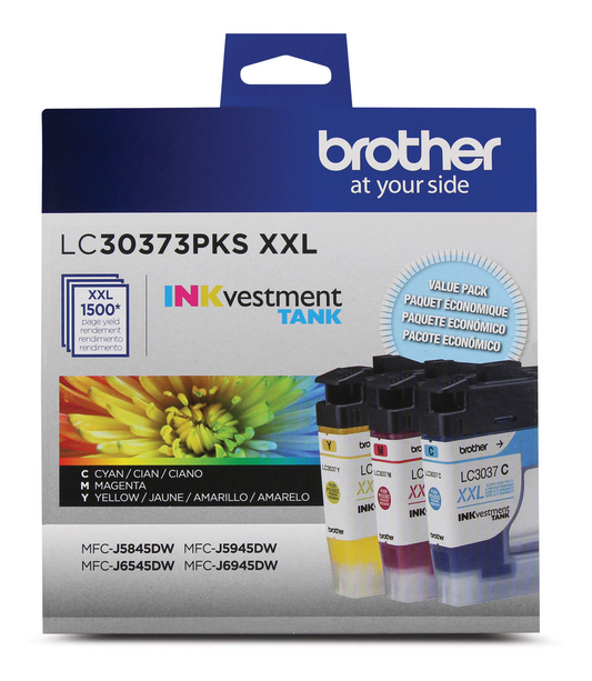 Brother LC30373PKS Genuine 3-Pack Super High-Yield INKvestment Tank Cartridges