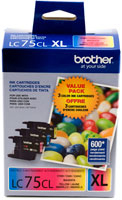 Brother LC753PKS 3-Pack of Innobella  Colour Ink Cartridges (1 each of Cyan, Magenta, Yellow), High Yield (XL Series)